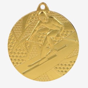 Medal sportowy w trzech kolorach - zjazd narciarski