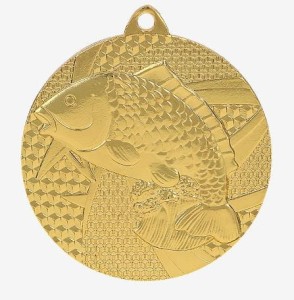 Medal sportowy w trzech kolorach - wędkarstwo