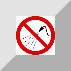 Naklejka zakaz spryskiwania wodą