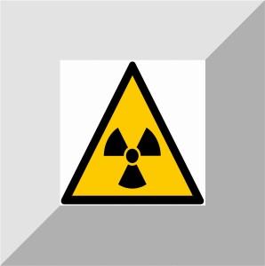 Naklejka ostrzeżenie przed materiałami radioaktywnymi lub promieniowaniem jonizującym