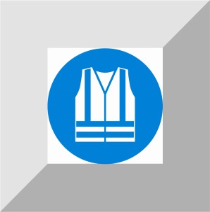 Naklejka nakaz stosowania kamizelki odblaskowej
