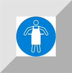 Naklejka nakaz stosowania fartucha ochronnego 