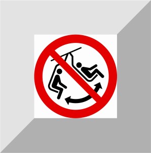 Tablica zakaz bujania krzesełkiem