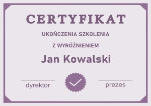 Certyfikat ukończenia szkolenia