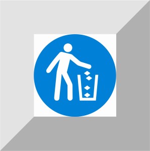 Tablica nakaz używania pojemnika na śmieci  